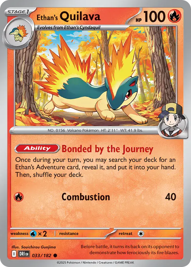 Ethan's Quilava Pokemon card from Destined Rivals