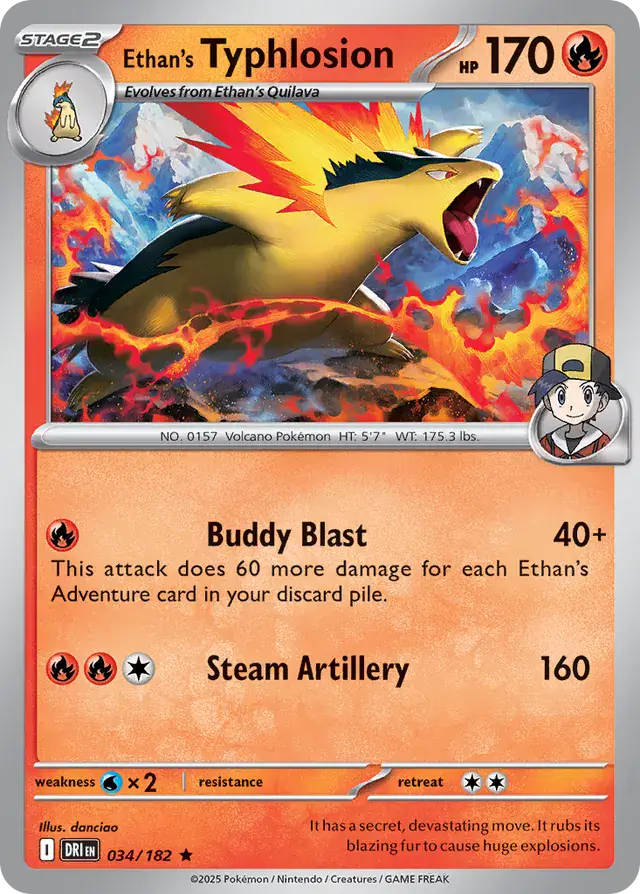 Ethan's Typhlosion Pokemon card from Destined Rivals