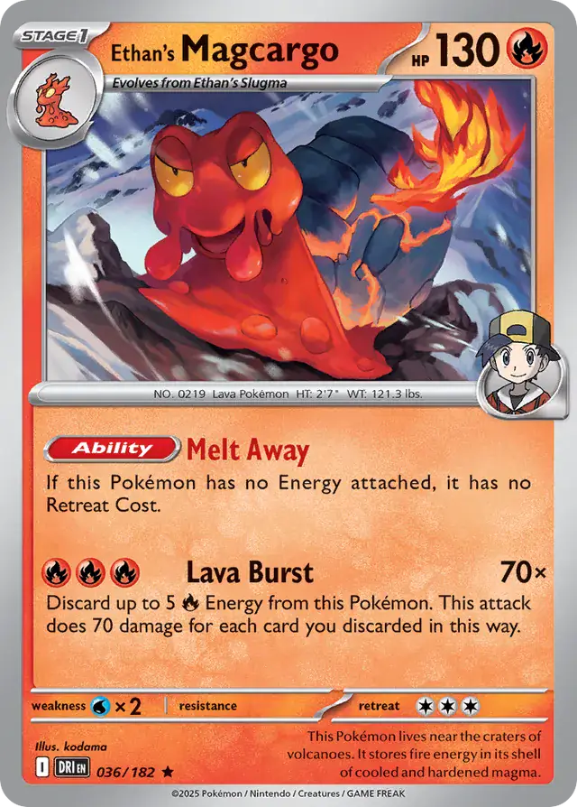 Ethan's Magcargo Pokemon card from Destined Rivals