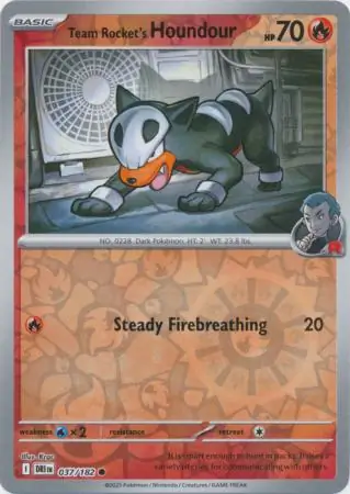 Team Rocket's Houndour Reverse Holo Pokemon card from Destined Rivals