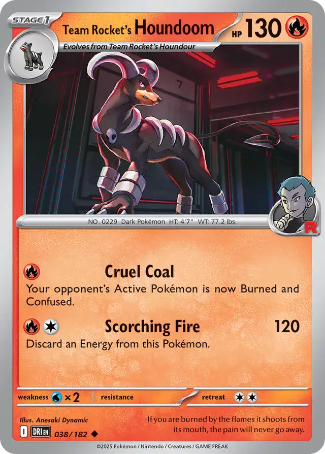 Team Rocket's Houndoom Pokemon card from Destined Rivals