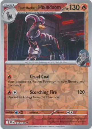 Team Rocket's Houndoom Reverse Holo Pokemon card from Destined Rivals