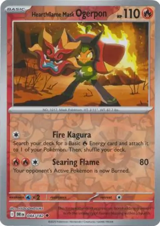 Hearthflame Mask Ogerpon Reverse Holo Pokemon card from Destined Rivals
