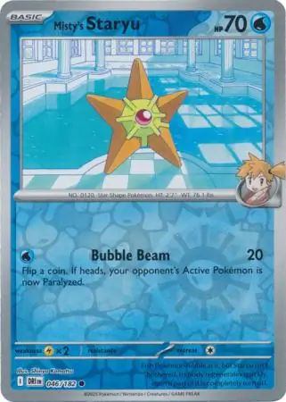 Misty's Staryu Reverse Holo Pokemon card from Destined Rivals