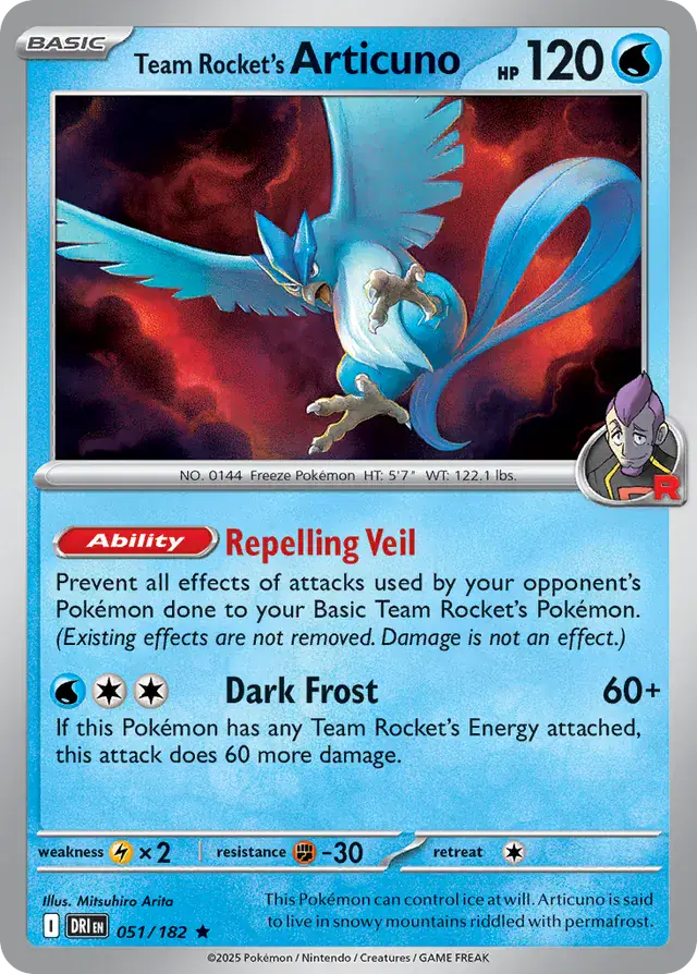 Team Rocket's Articuno Pokemon card from Destined Rivals