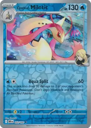 Cynthia's Milotic Reverse Holo Pokemon card from Destined Rivals