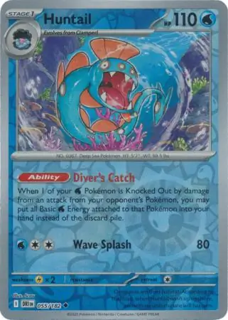 Huntail Reverse Holo Pokemon card from Destined Rivals