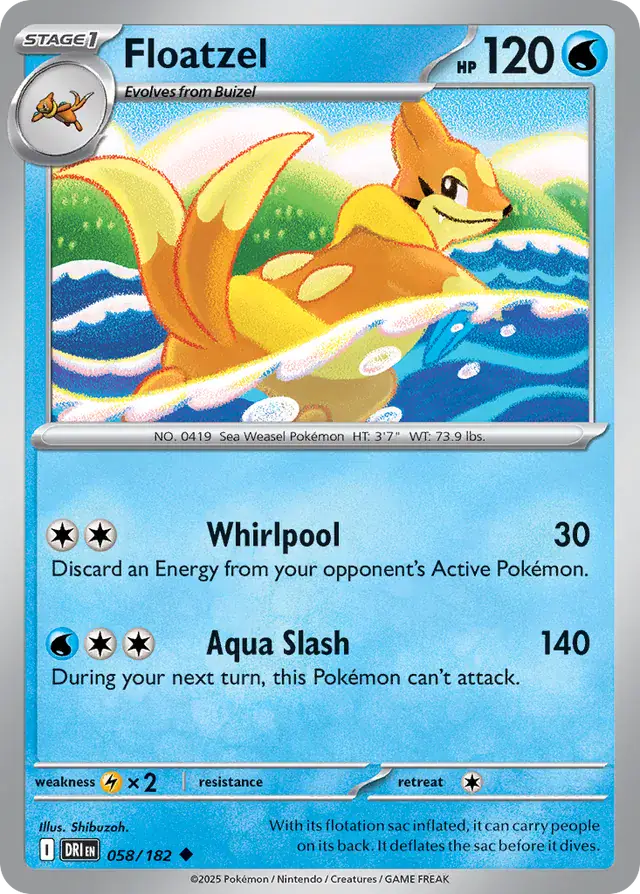 Floatzel Pokemon card from Destined Rivals