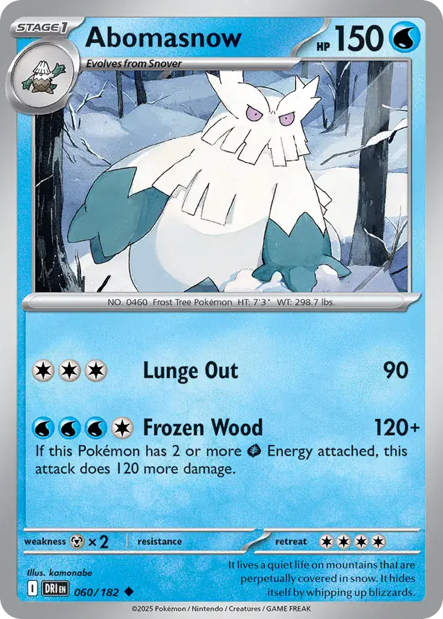 Abomasnow Pokemon card from Destined Rivals