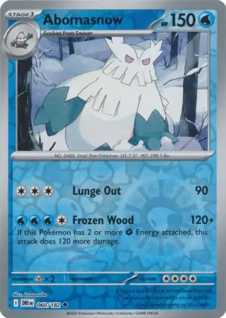 Abomasnow Reverse Holo Pokemon card from Destined Rivals