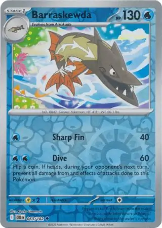 Barraskewda Reverse Holo Pokemon card from Destined Rivals