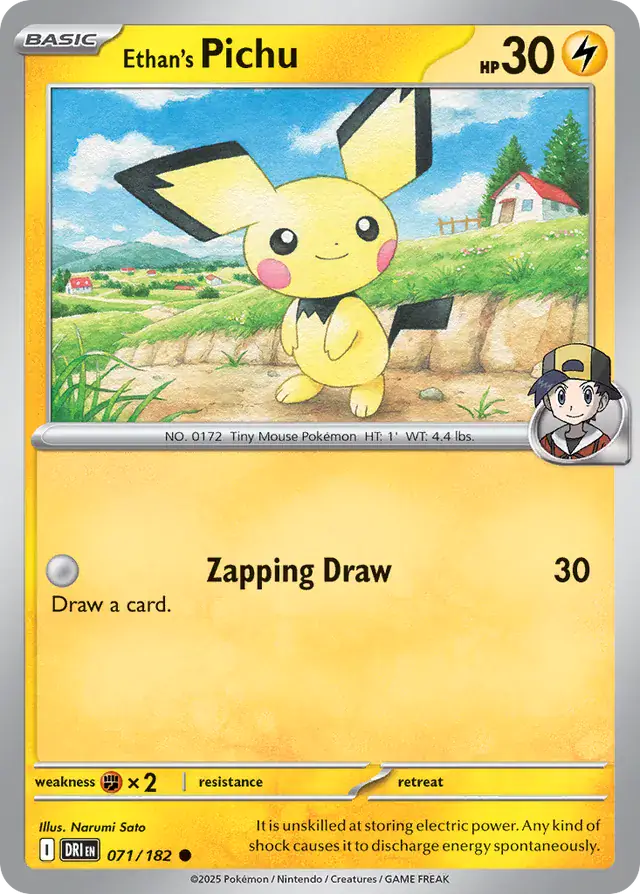 Ethan's Pichu Pokemon card from Destined Rivals