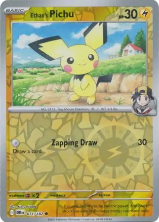 Ethan's Pichu Reverse Holo Pokemon card from Destined Rivals