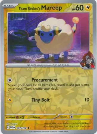 Team Rocket's Mareep Reverse Holo Pokemon card from Destined Rivals