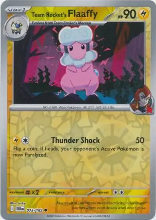 Team Rocket's Flaaffy Reverse Holo Pokemon card from Destined Rivals