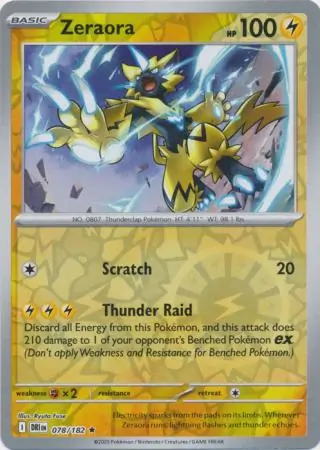 Zeraora Reverse Holo Pokemon card from Destined Rivals