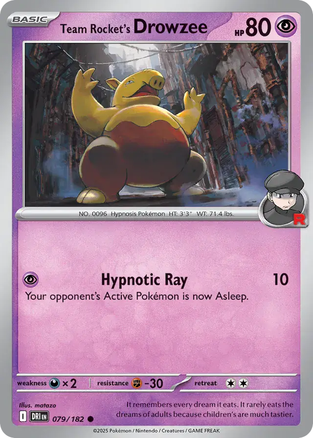 Team Rocket's Drowzee Pokemon card from Destined Rivals