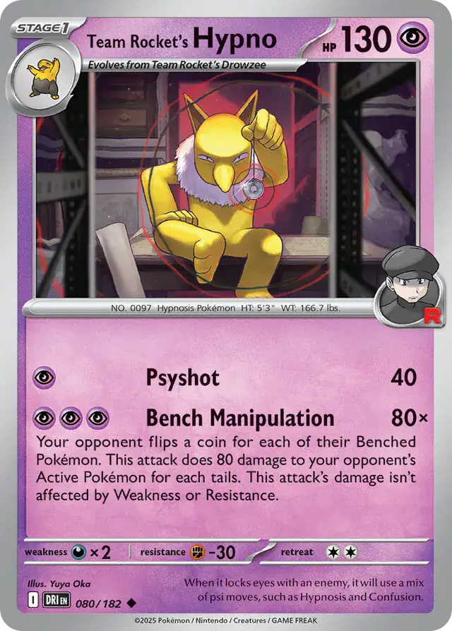 Team Rocket's Hypno Pokemon card from Destined Rivals