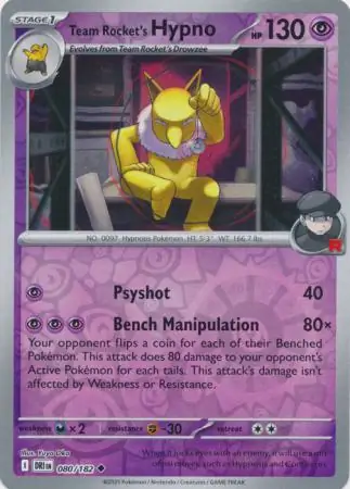 Team Rocket's Hypno Reverse Holo Pokemon card from Destined Rivals