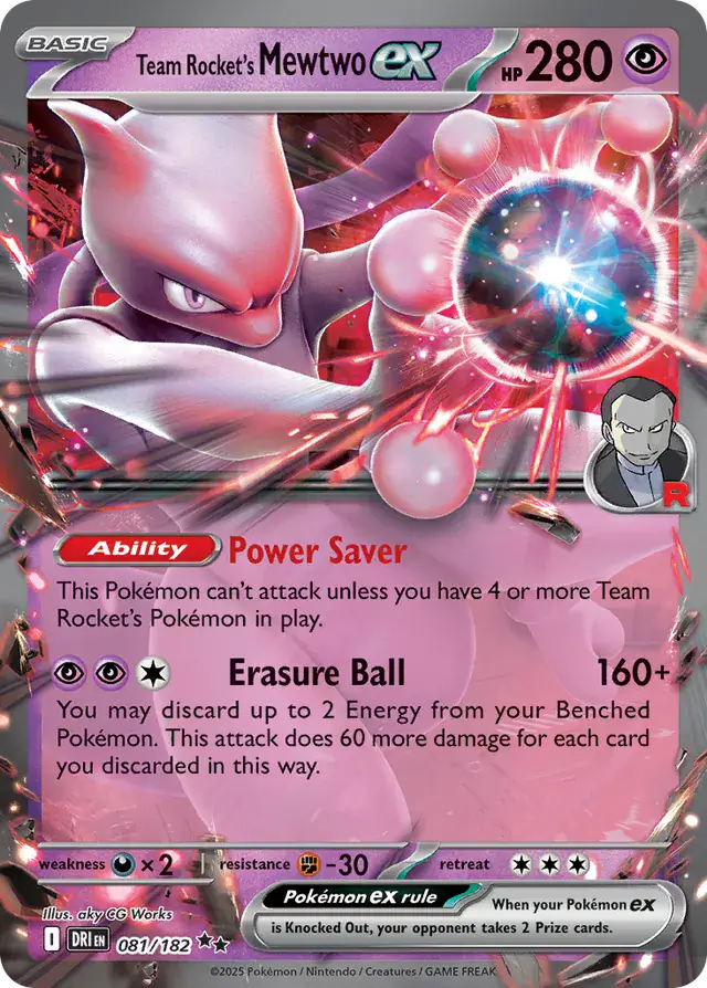 Team Rocket's Mewtwo Pokemon card from Destined Rivals
