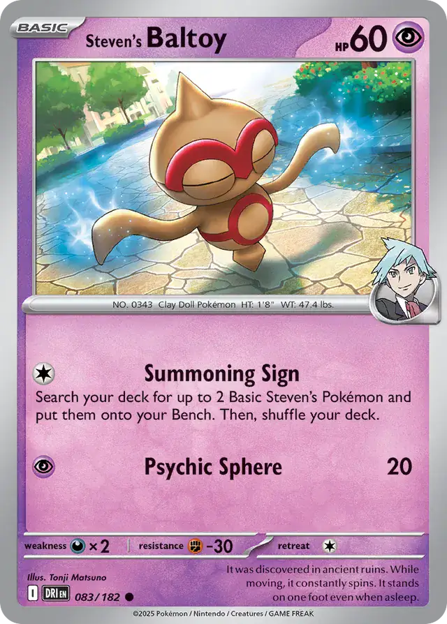 Steven's Baltoy Pokemon card from Destined Rivals