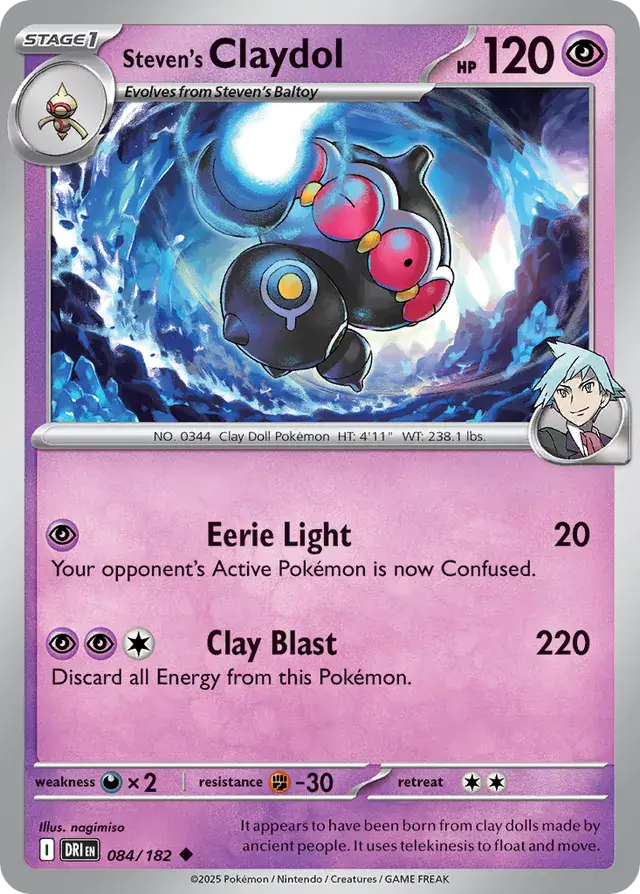 Steven's Claydol Pokemon card from Destined Rivals