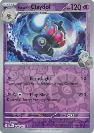 Steven's Claydol Reverse Holo Pokemon card from Destined Rivals
