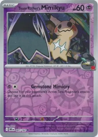 Team Rocket's Mimikyu Reverse Holo Pokemon card from Destined Rivals