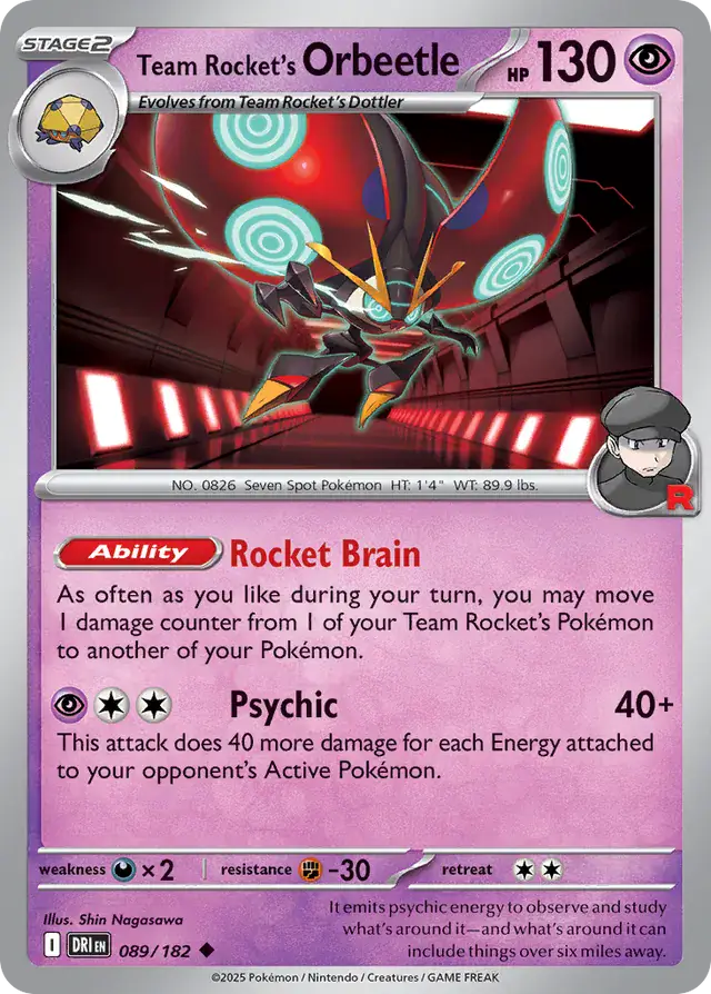 Team Rocket's Orbeetle Pokemon card from Destined Rivals