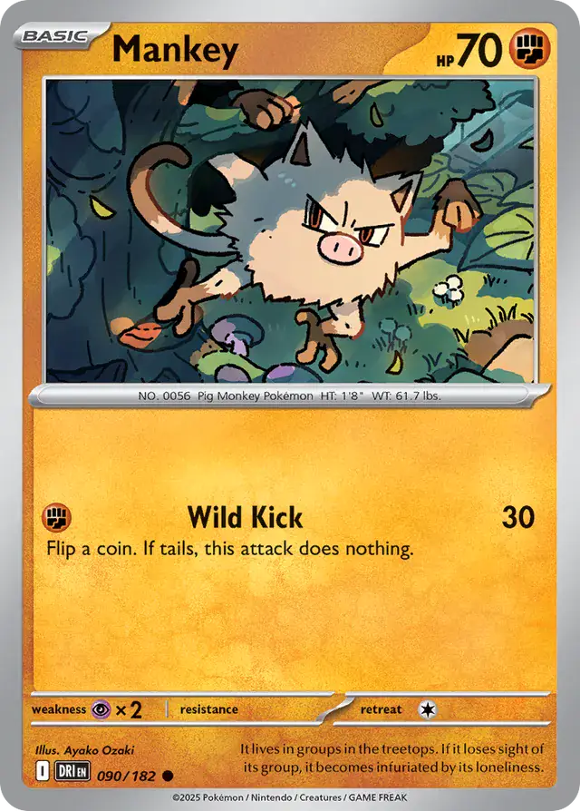 Mankey Pokemon card from Destined Rivals