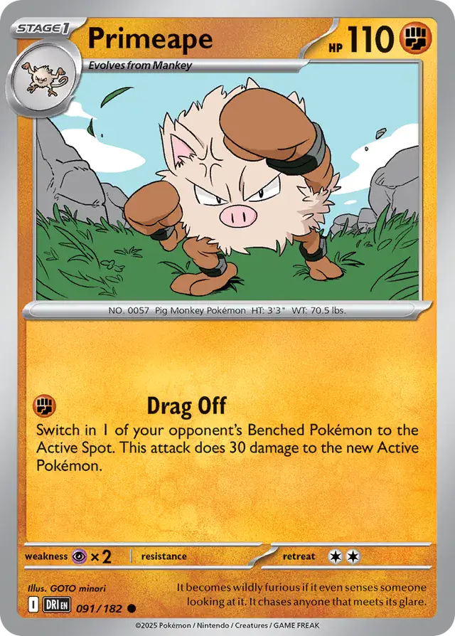 Primeape Pokemon card from Destined Rivals