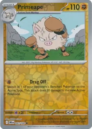 Primeape Reverse Holo Pokemon card from Destined Rivals