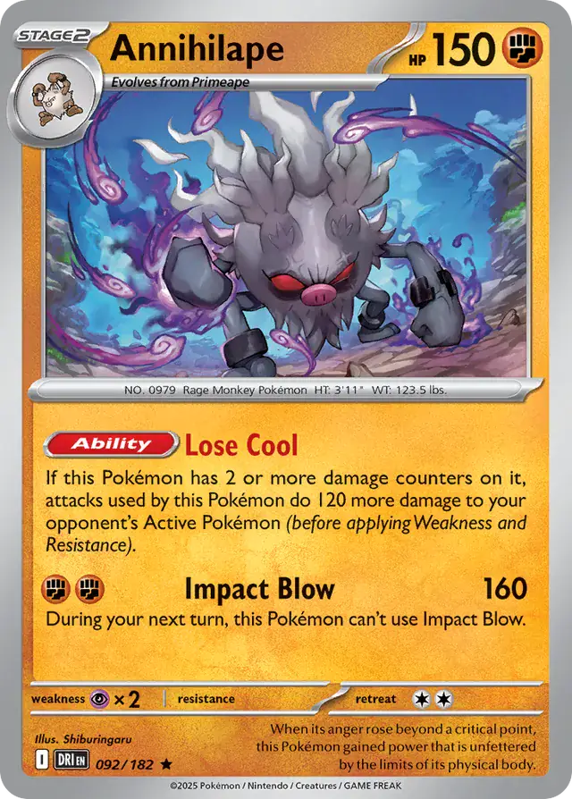 Annihilape Pokemon card from Destined Rivals