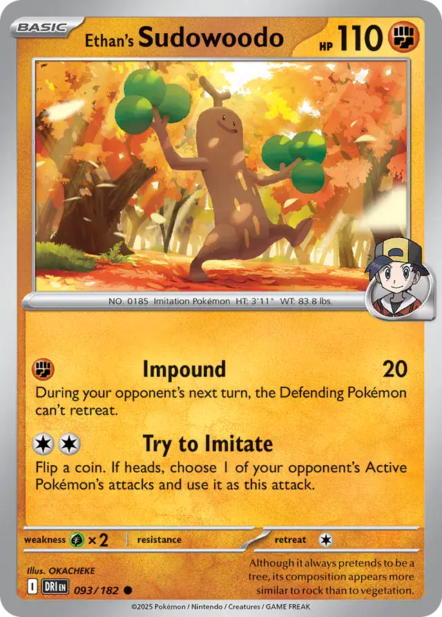 Ethan's Sudowoodo Pokemon card from Destined Rivals