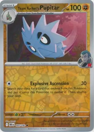 Team Rocket's Pupitar Reverse Holo Pokemon card from Destined Rivals