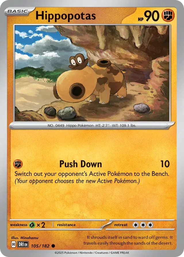 Hippopotas Pokemon card from Destined Rivals