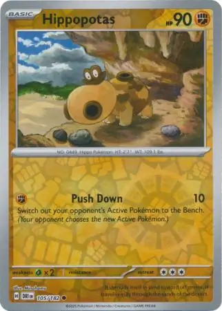 Hippopotas Reverse Holo Pokemon card from Destined Rivals