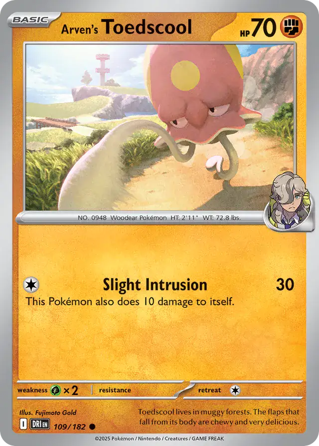 Arven's Toedscool Pokemon card from Destined Rivals