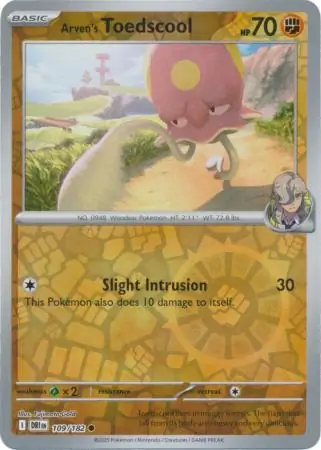 Arven's Toedscool Reverse Holo Pokemon card from Destined Rivals