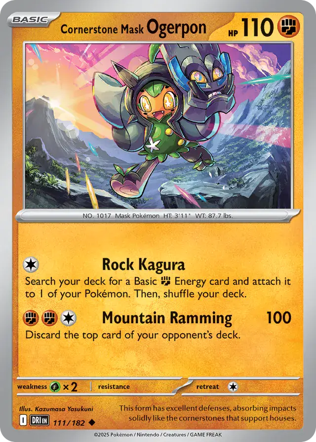 Cornerstone Mask Ogerpon Pokemon card from Destined Rivals