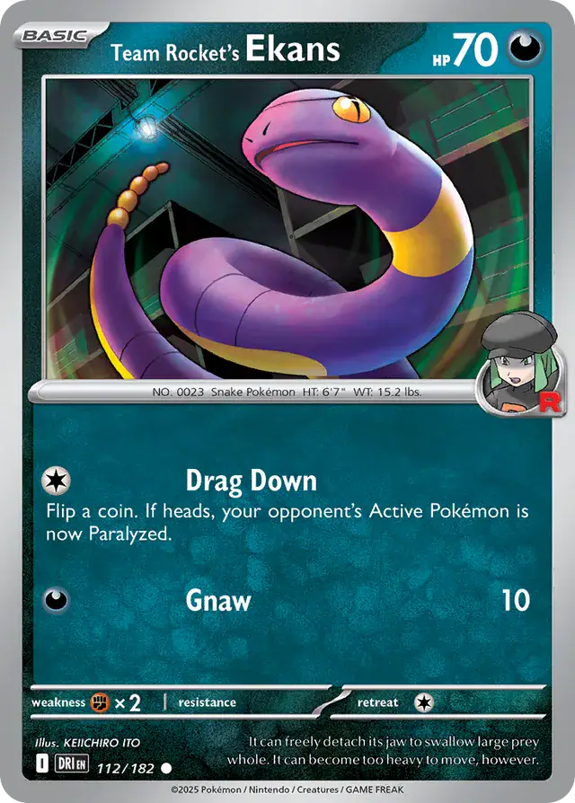 Team Rocket's Ekans Pokemon card from Destined Rivals