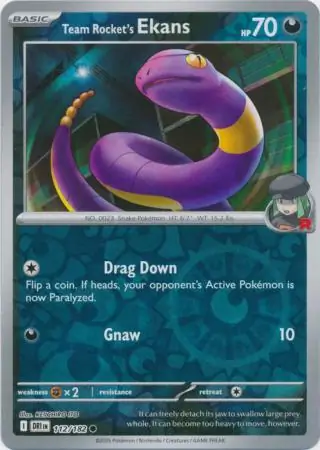 Team Rocket's Ekans Reverse Holo Pokemon card from Destined Rivals