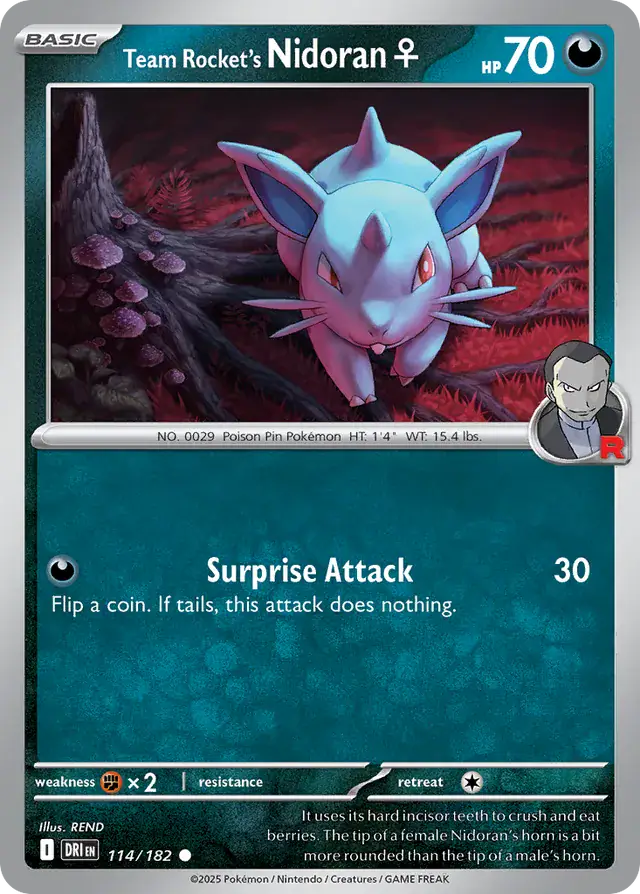Team Rocket's Nidoran♀ Pokemon card from Destined Rivals