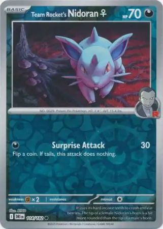 Team Rocket's Nidoran F Reverse Holo Pokemon card from Destined Rivals