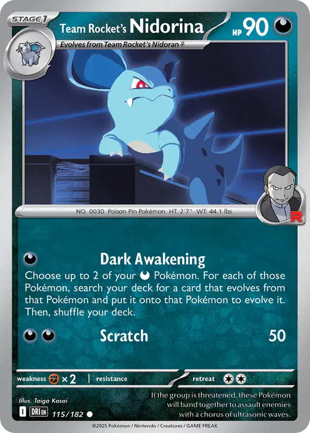 Team Rocket's Nidorina Pokemon card from Destined Rivals