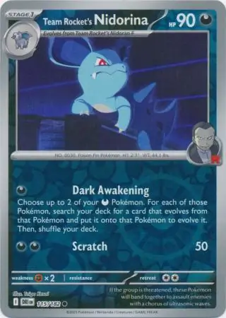 Team Rocket's Nidorina Reverse Holo Pokemon card from Destined Rivals
