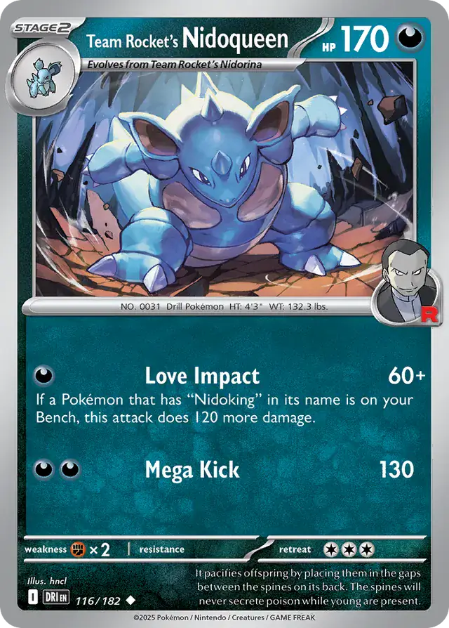 Team Rocket's Nidoqueen Pokemon card from Destined Rivals