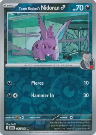Team Rocket's Nidoran M Reverse Holo Pokemon card from Destined Rivals