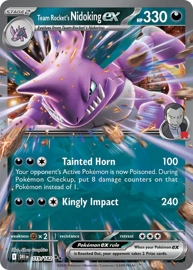 Team Rocket's Nidoking Pokemon card from Destined Rivals