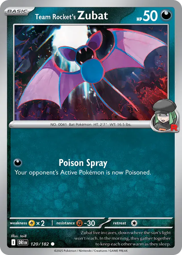 Team Rocket's Zubat Pokemon card from Destined Rivals